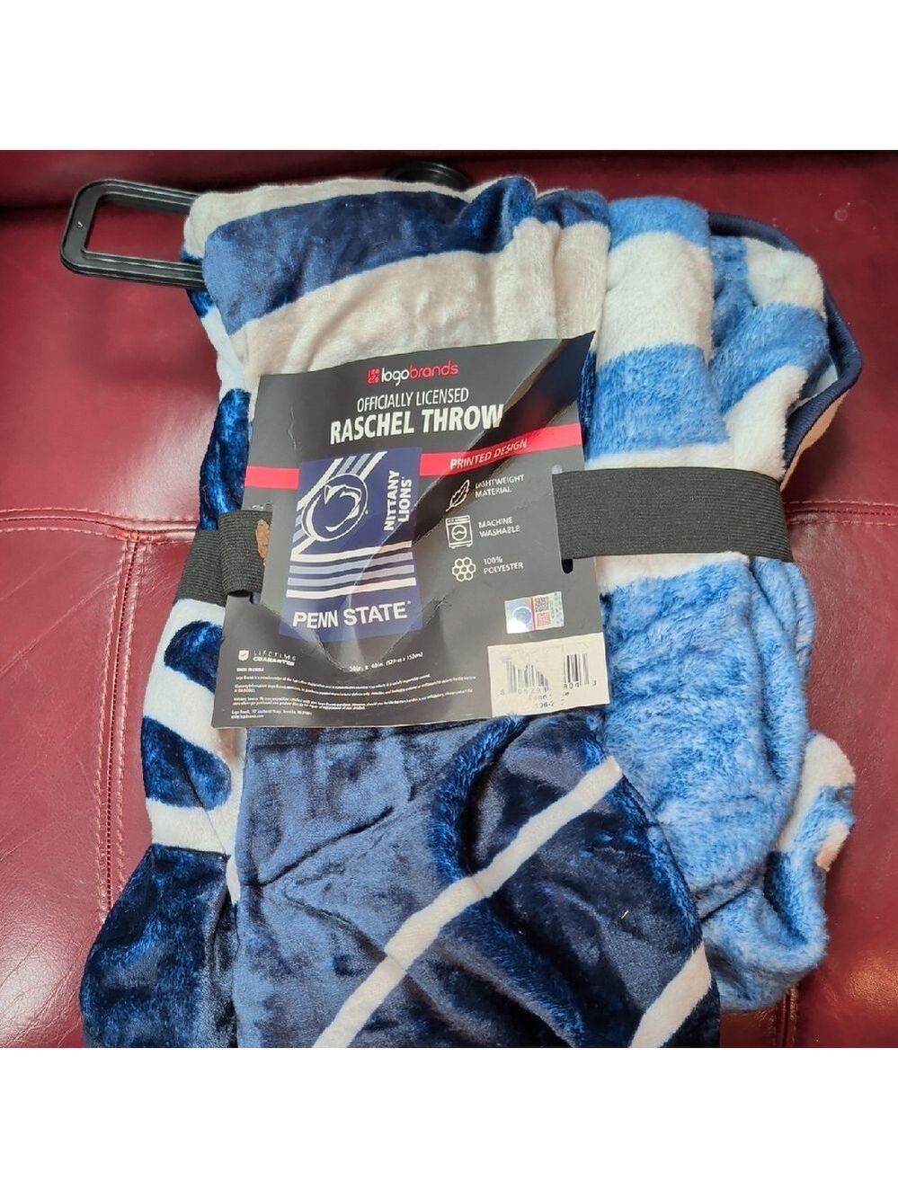 Penn State Raschel Throw Blanket - Navy Blue and White Nwt New
